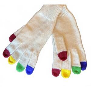 NEW SWEET TURNS women's rainbow texting knitted glove in ivory